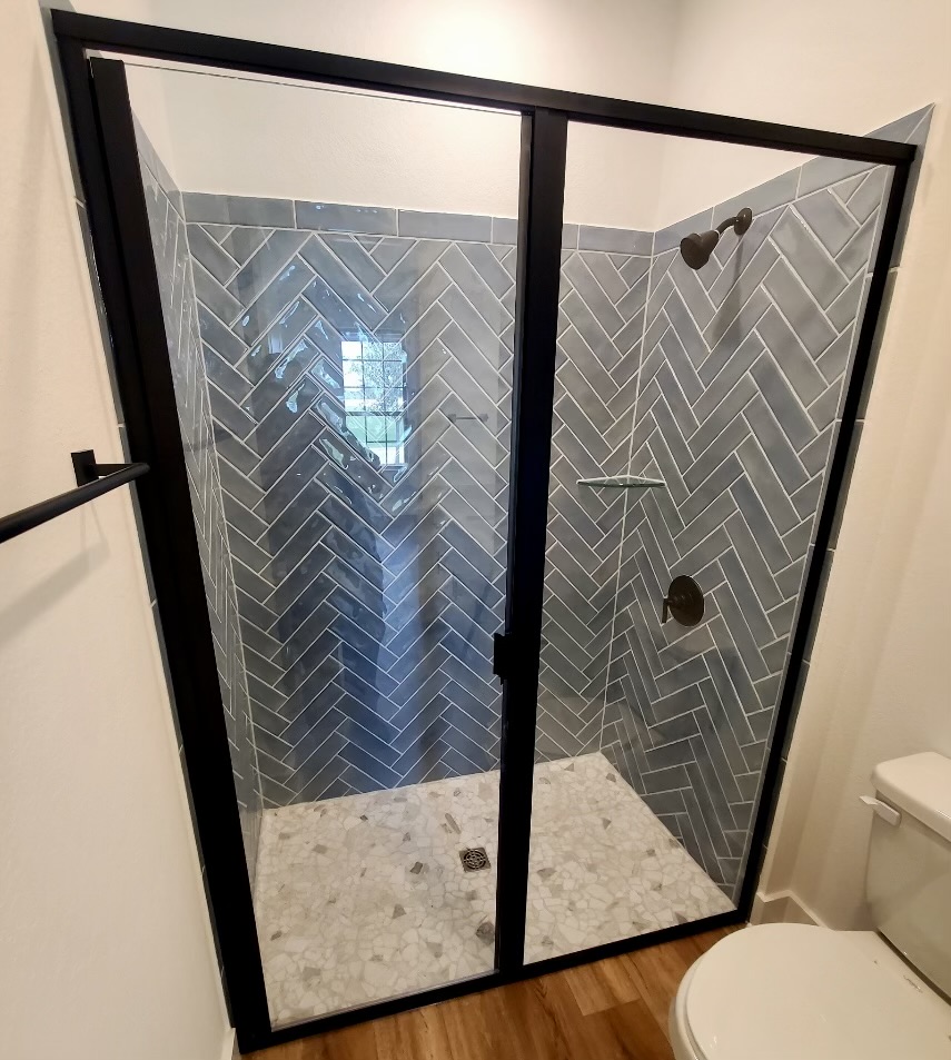 A beautifully installed shower door